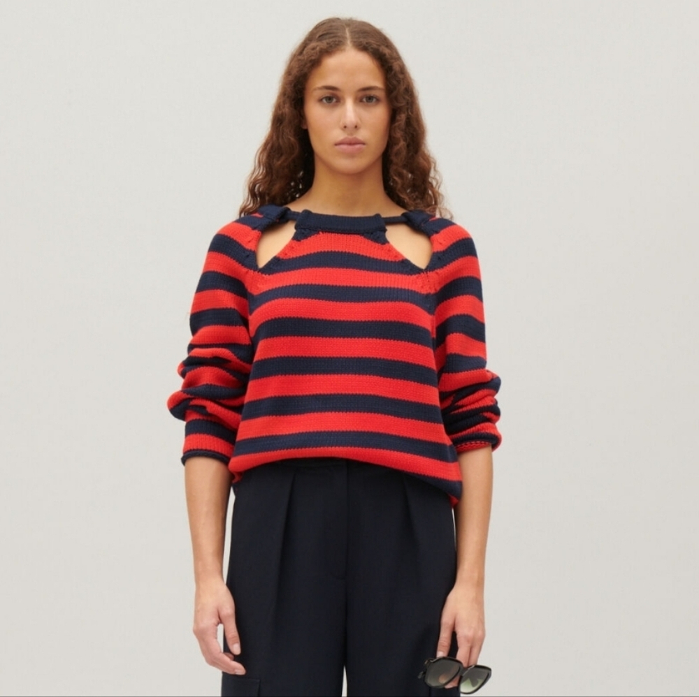 Chic Striped Red and Black Women's Sweater